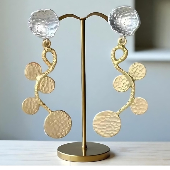 🆕️Turkish Artisan 18K Gold Plated Brass Handcrafted Luxury  Statement Earrings - Picture 1 of 14